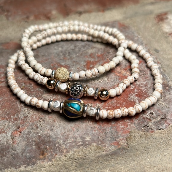 Lori D Designs Jewelry - Howlite Anklet & Bracelets with 14k Gold Filled Beads